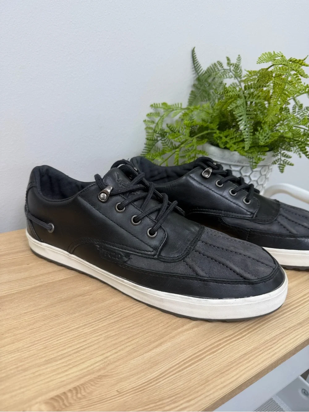 Polo Ralph Lauren Shoes Ramiro Black Leather Boat Deck Mens Size 10.5D 13297